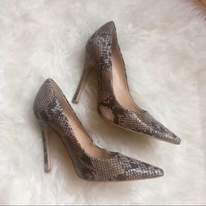 Brown Leather Snakeskin Heels 3985 